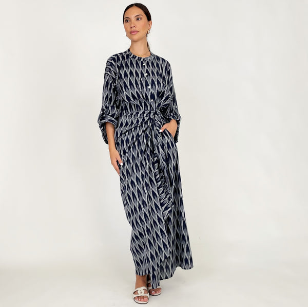 SS24 IKAT LINEN WRAP DRESS