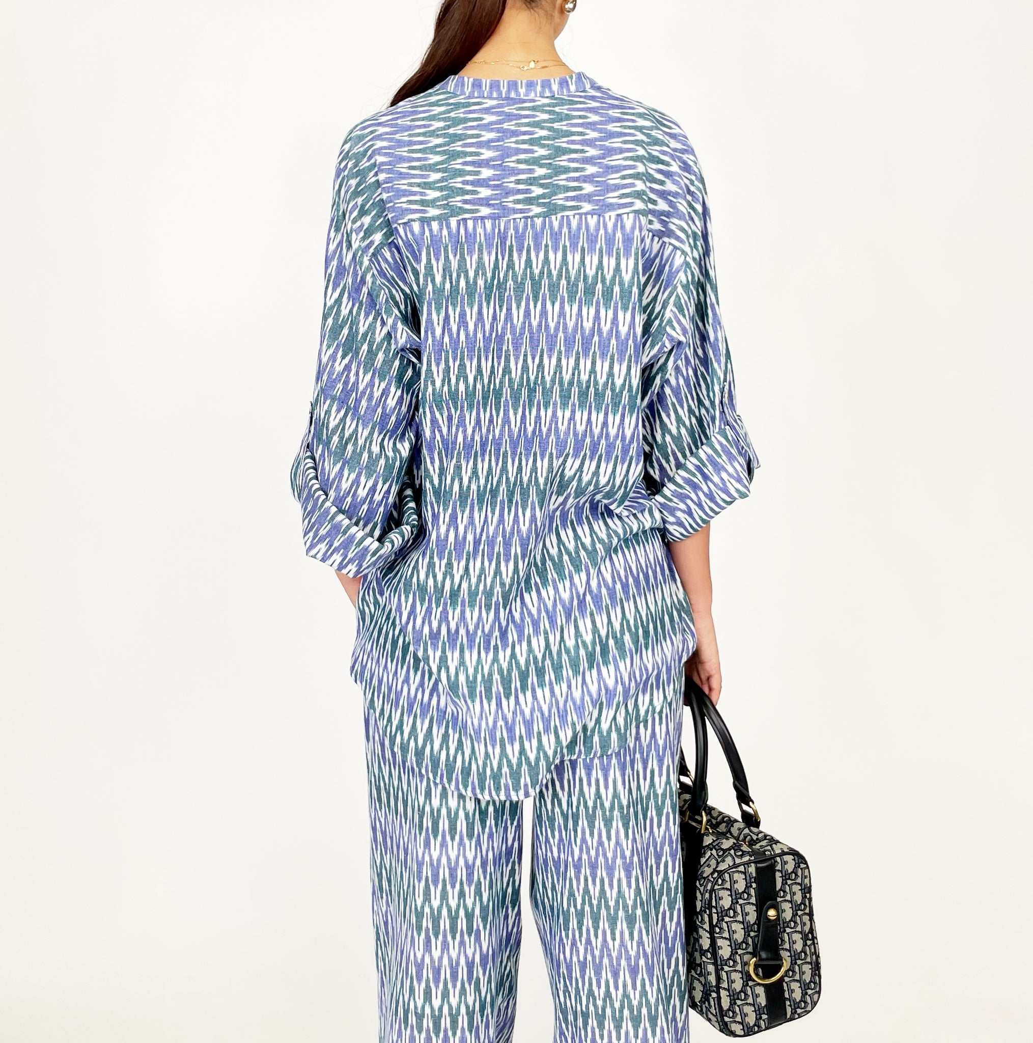 SS24 IKAT BLUE LINEN TROUSER SET