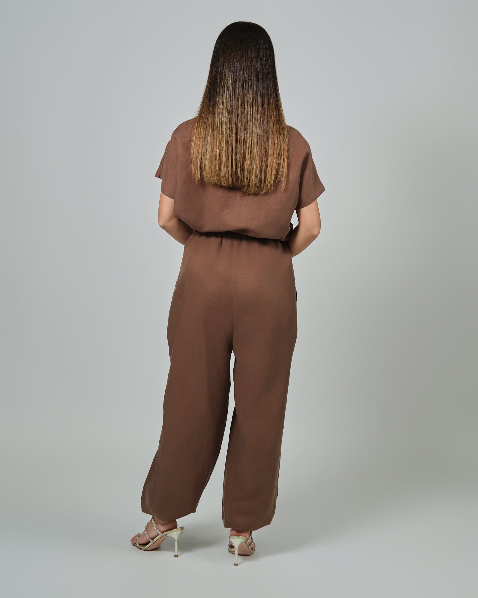 RAM25 BROWN LINEN TOP & TROUSER