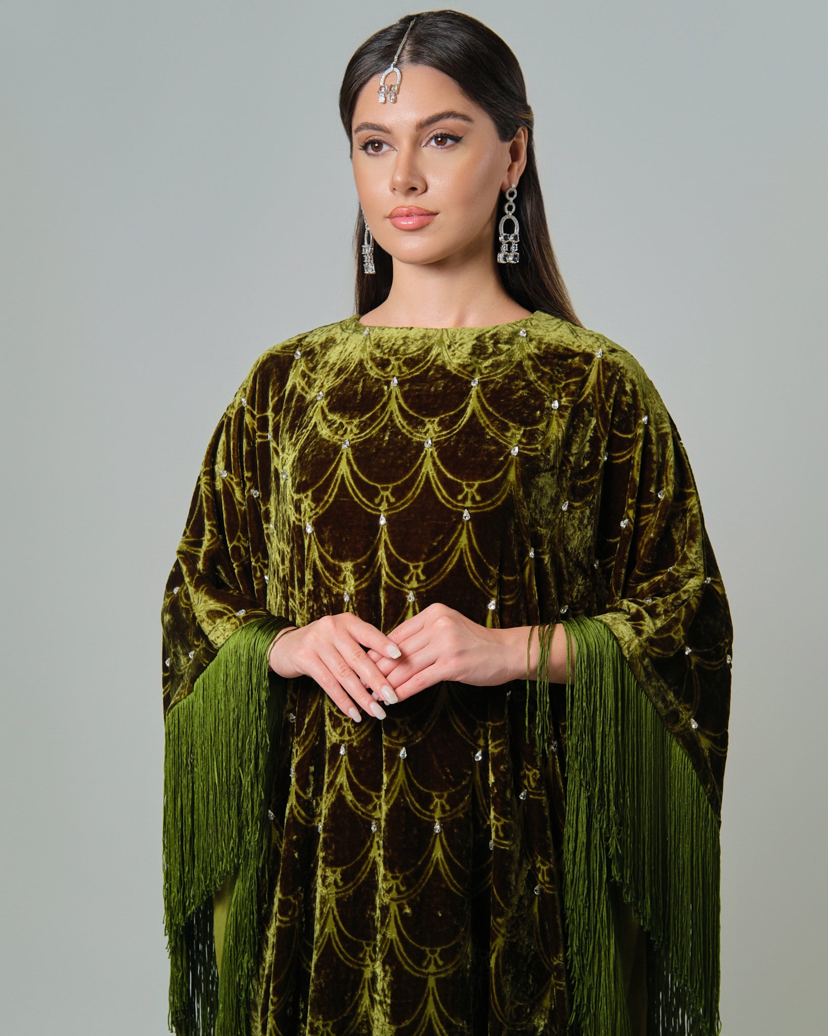 RAM25 MOSS GREEN DEVORE KAFTAN