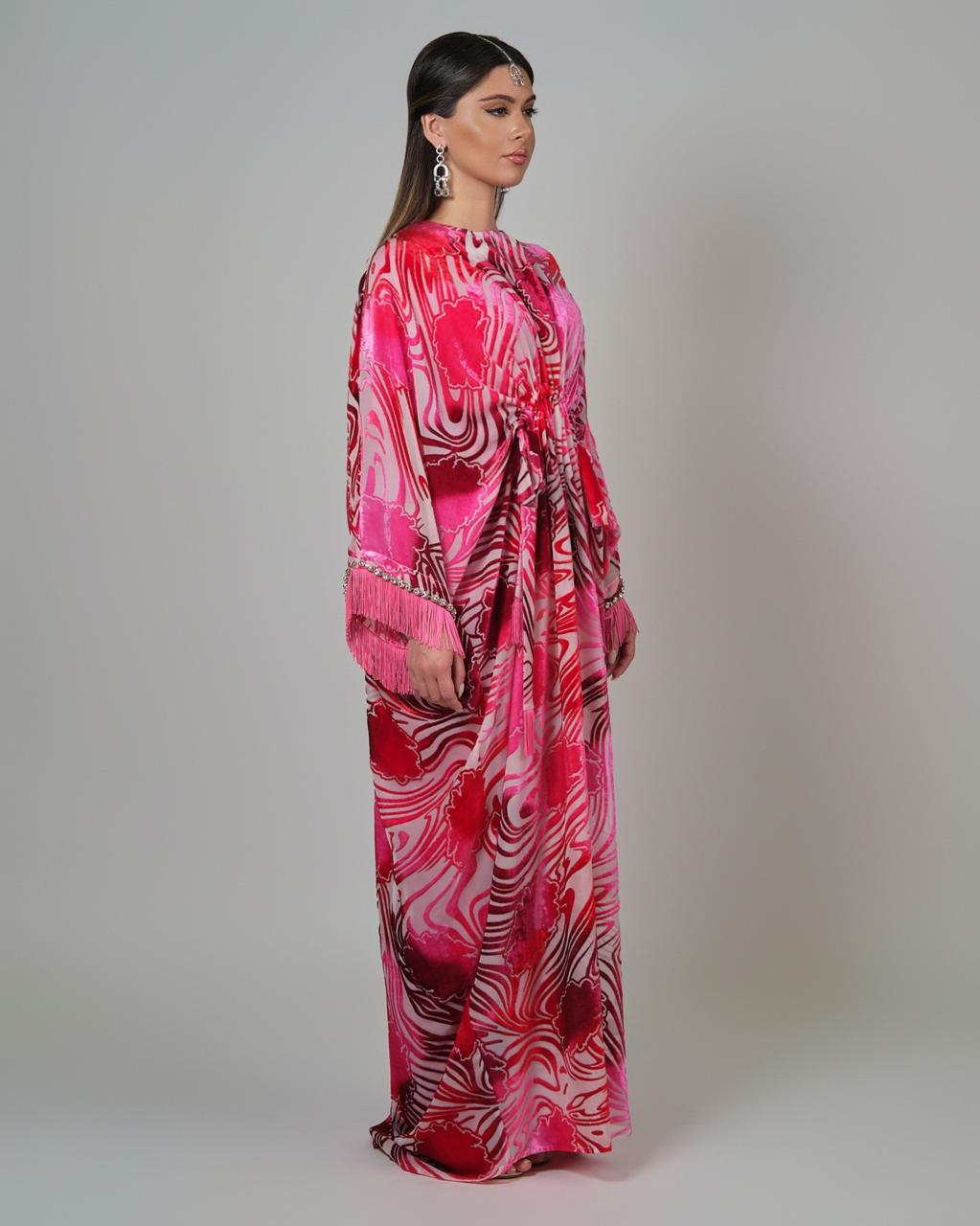 RAM25 ELISE FUCHSIA PINK DEVORÉ KAFTAN