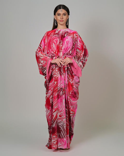 RAM25 ELISE FUCHSIA PINK DEVORÉ KAFTAN