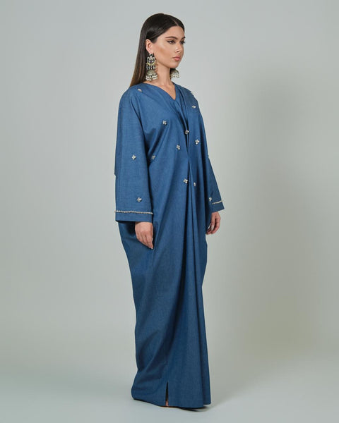 RAM25 JAMILA DENIM KAFTAN WITH CRYSTALS